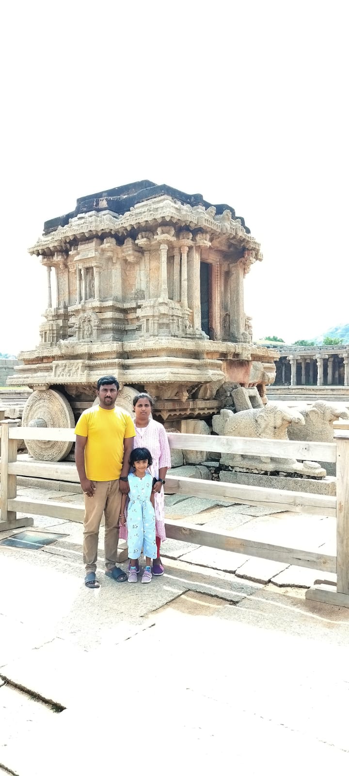 Ancient stone ruins and pillars at Hampi